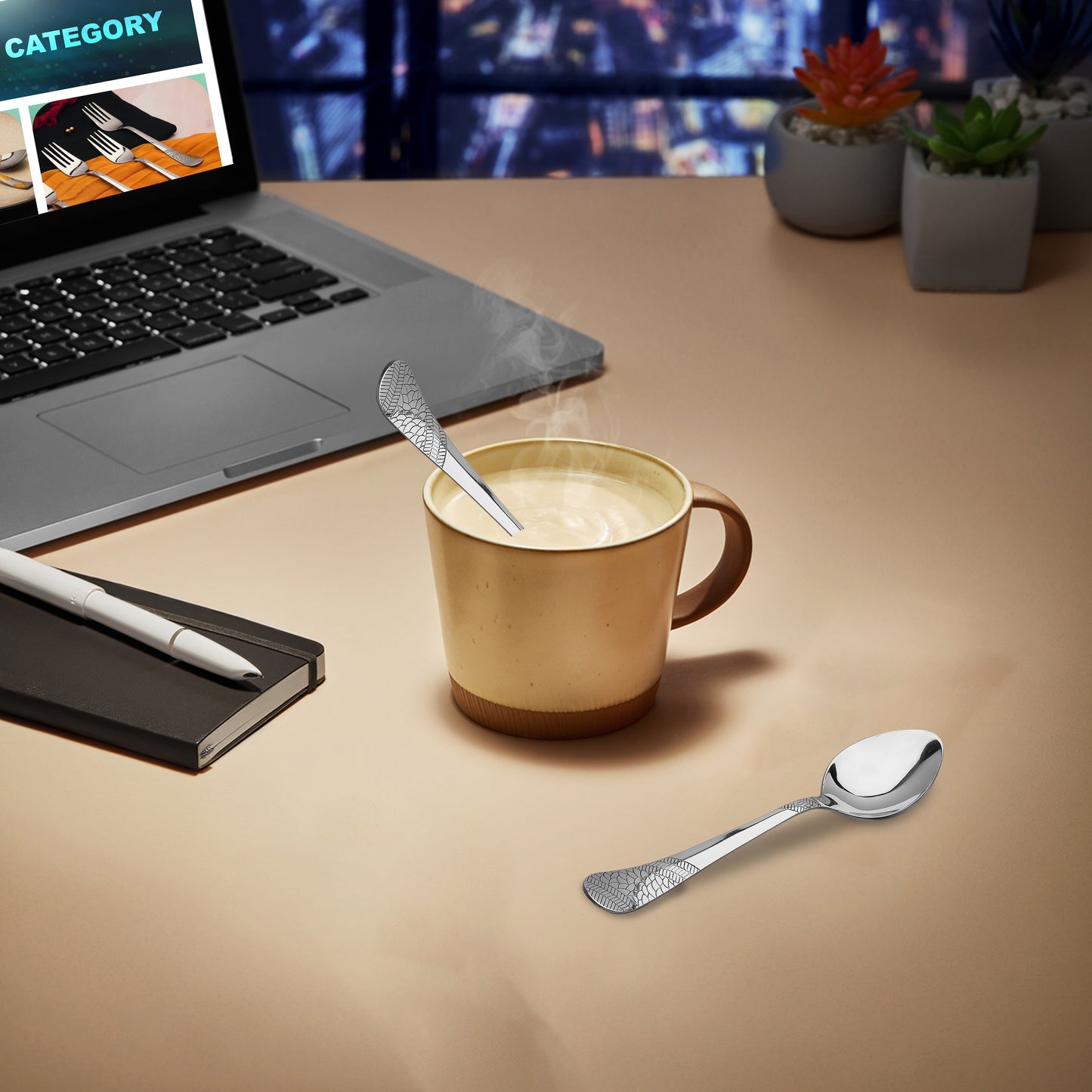 6-Piece Stainless Steel Tea Spoon Set | 13.5cm Premium Small Spoons, Luxury Tableware & Gift (Silver), Imperial Design