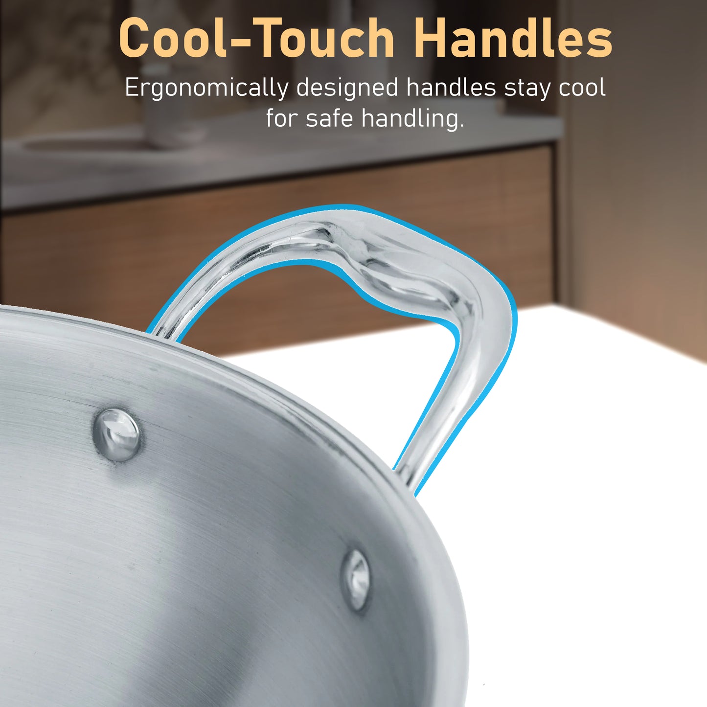 Tripure Triply Kadai with Lid | 26cm, 3.2L | Stainless Steel | Silver