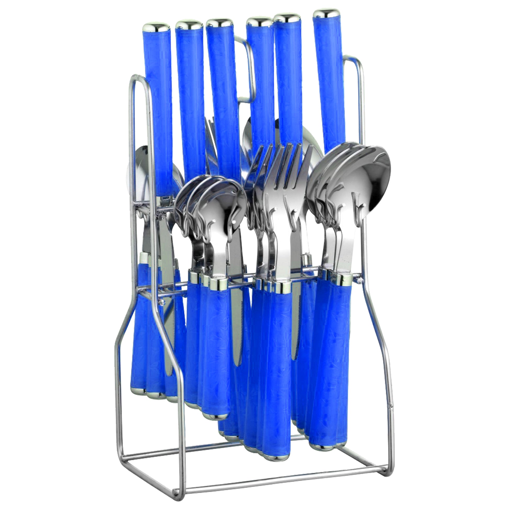 25 Pcs Stainless Steel Cutlery Set with Stand for Kitchen & Dining | Blue ZOLTAPARAGB 1