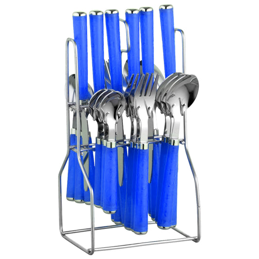 25 Pcs Stainless Steel Cutlery Set with Stand for Kitchen & Dining | Blue ZOLTAPARAGB 1