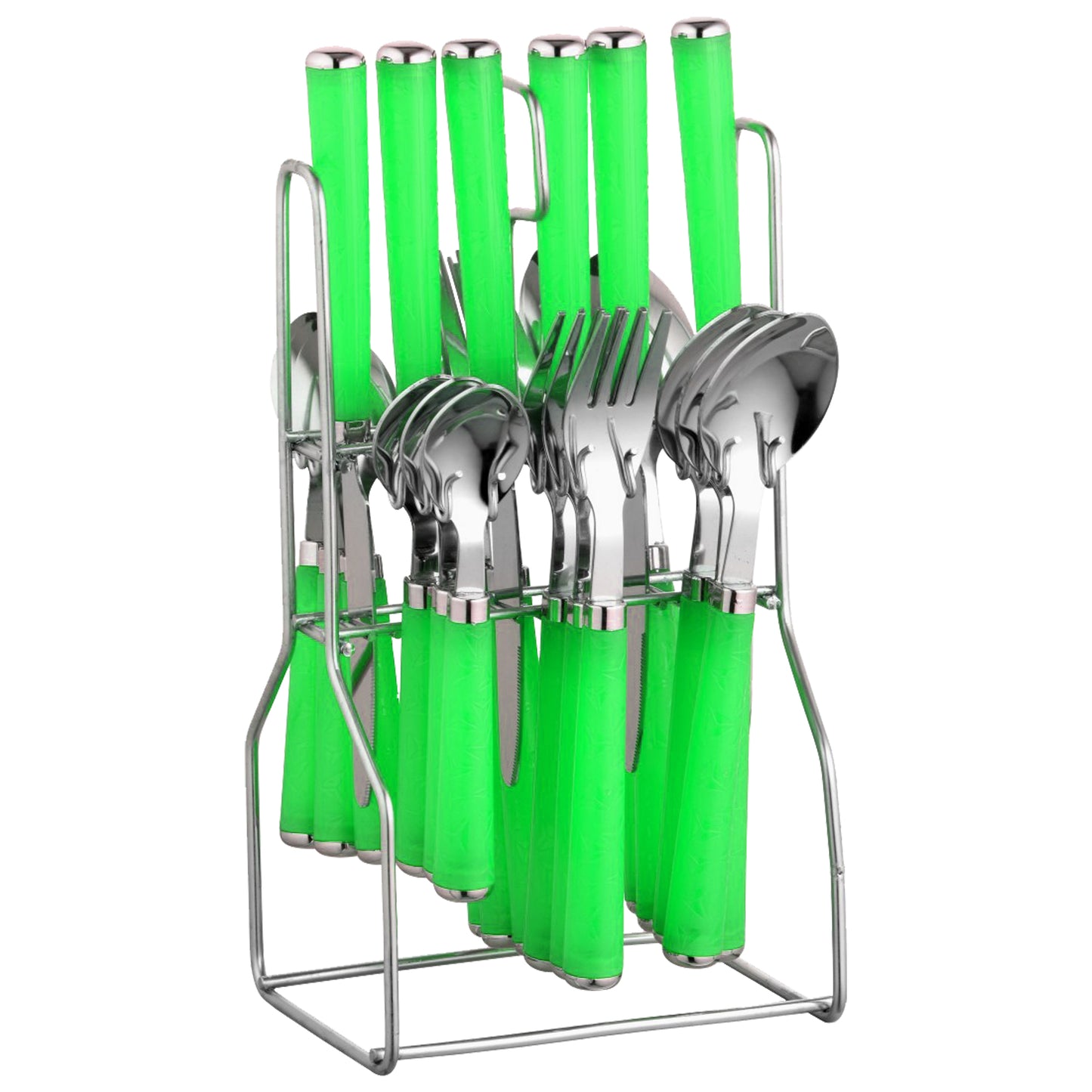 25 Pcs Stainless Steel Cutlery Set with Stand for Kitchen & Dining | Green ZOLTAPARAGG 1