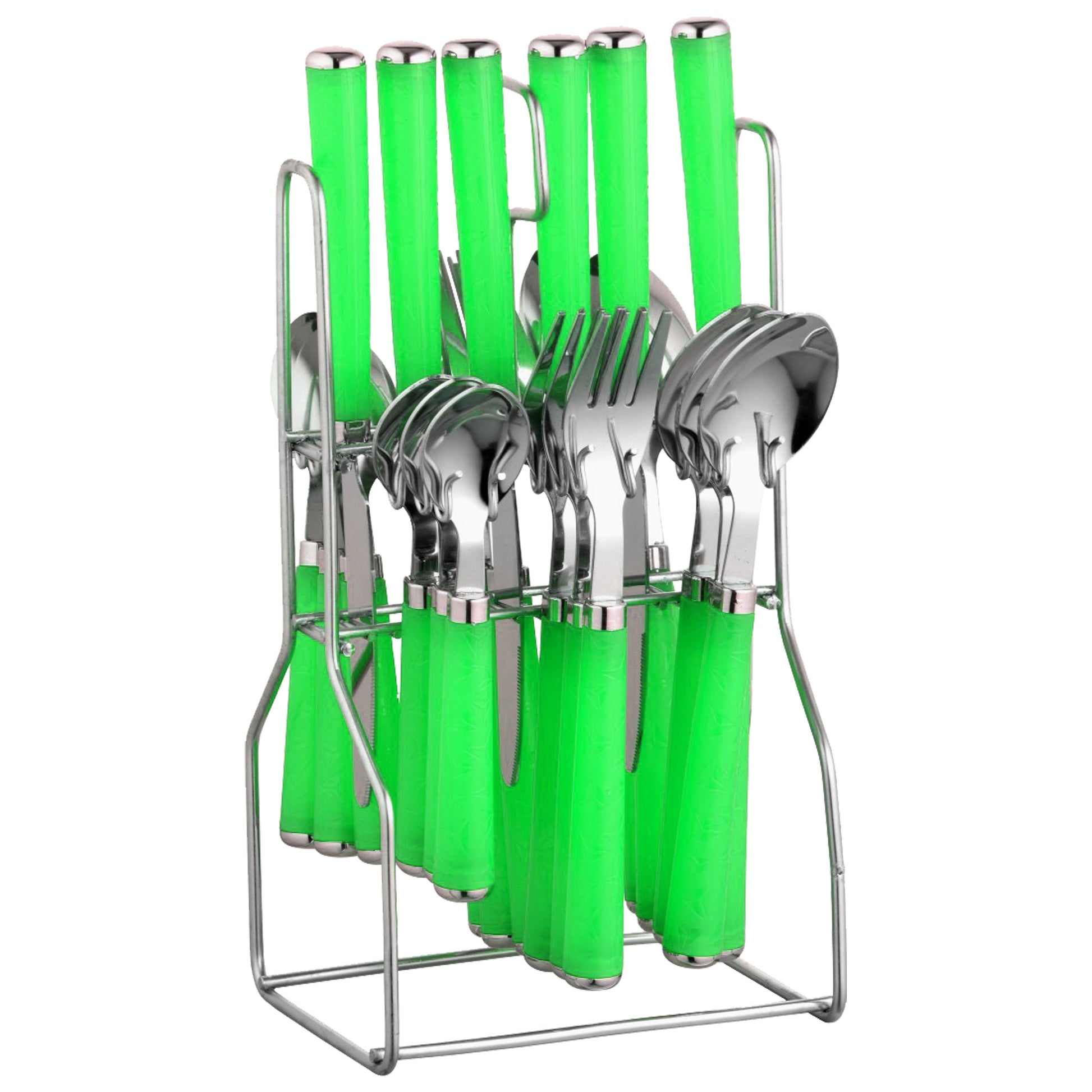 25 Pcs Stainless Steel Cutlery Set with Stand for Kitchen & Dining | Green ZOLTAPARAGG 1