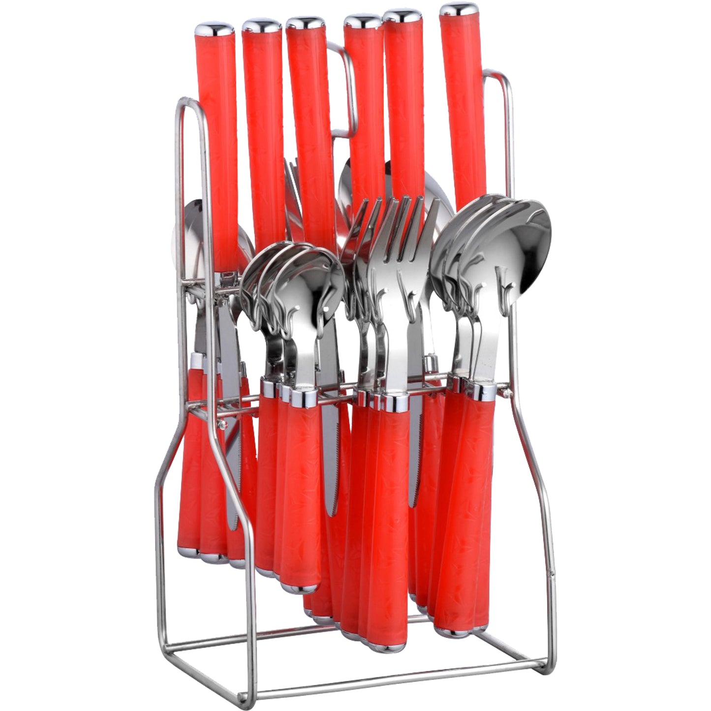 25 Pcs Stainless Steel Cutlery Set with Stand for Kitchen & Dining | Red ZOLTAPARAGR 1