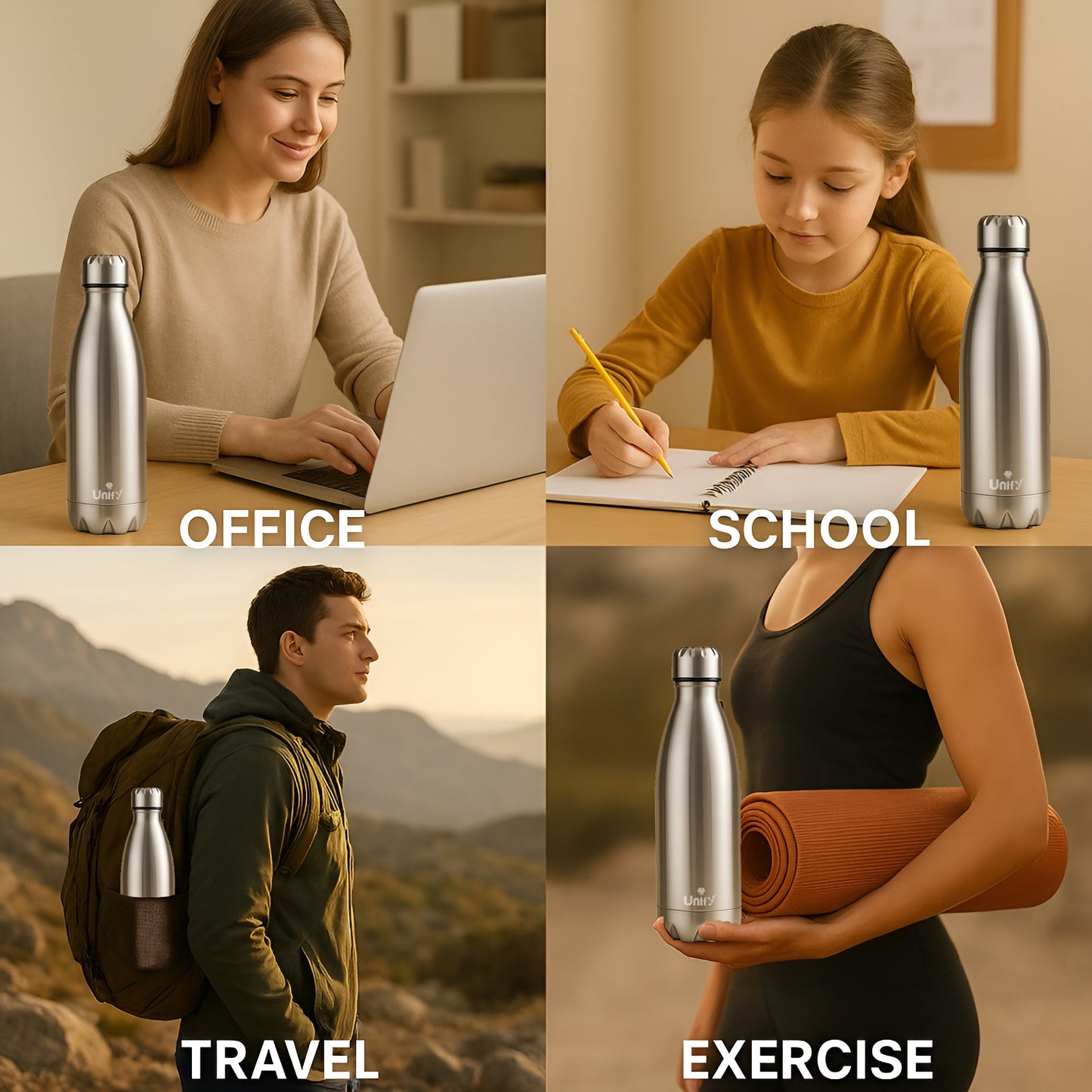 Thermosteel Hot & Cold Water Bottle 1000ml | 304 SS Vacuum Flask, 24 Hrs Hot & Cold, Leak & Rust Proof
