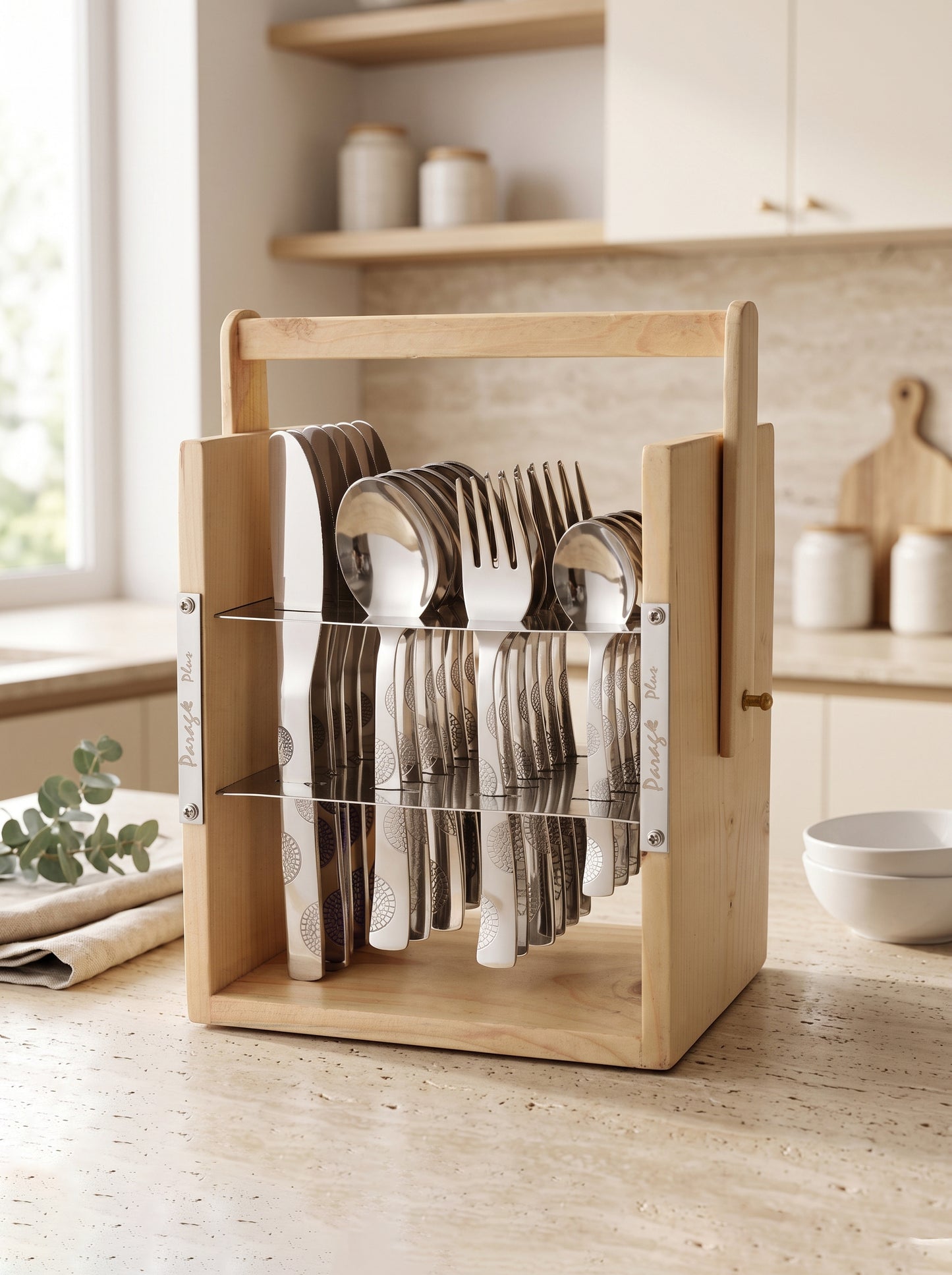 Cutlery Set | Stainless Steel | Moonpress Wooden Stand