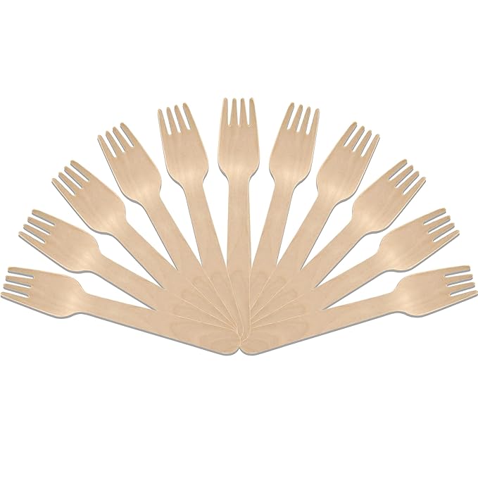 50 Pcs Disposable Wooden Forks | 160mm, Eco-Friendly, Biodegradable | Party, WeddingWDFORK501 1