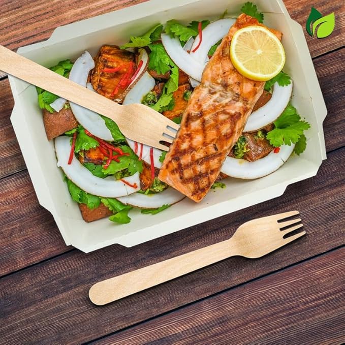 50 Pcs Disposable Wooden Forks | 160mm, Eco-Friendly, Biodegradable | Party, WeddingWDFORK501 5