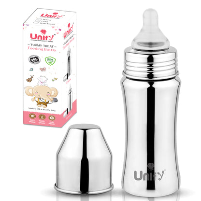 Stainless Steel Baby Feeding Bottle | 250ml, SUS 304, BPA-Free | Newborn, Anti-Colic