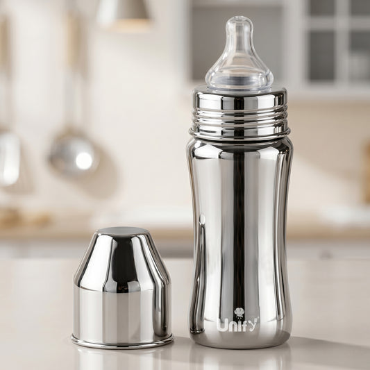 Stainless Steel Baby Feeding Bottle | 250ml, SUS 304, BPA-Free | Newborn, Anti-Colic