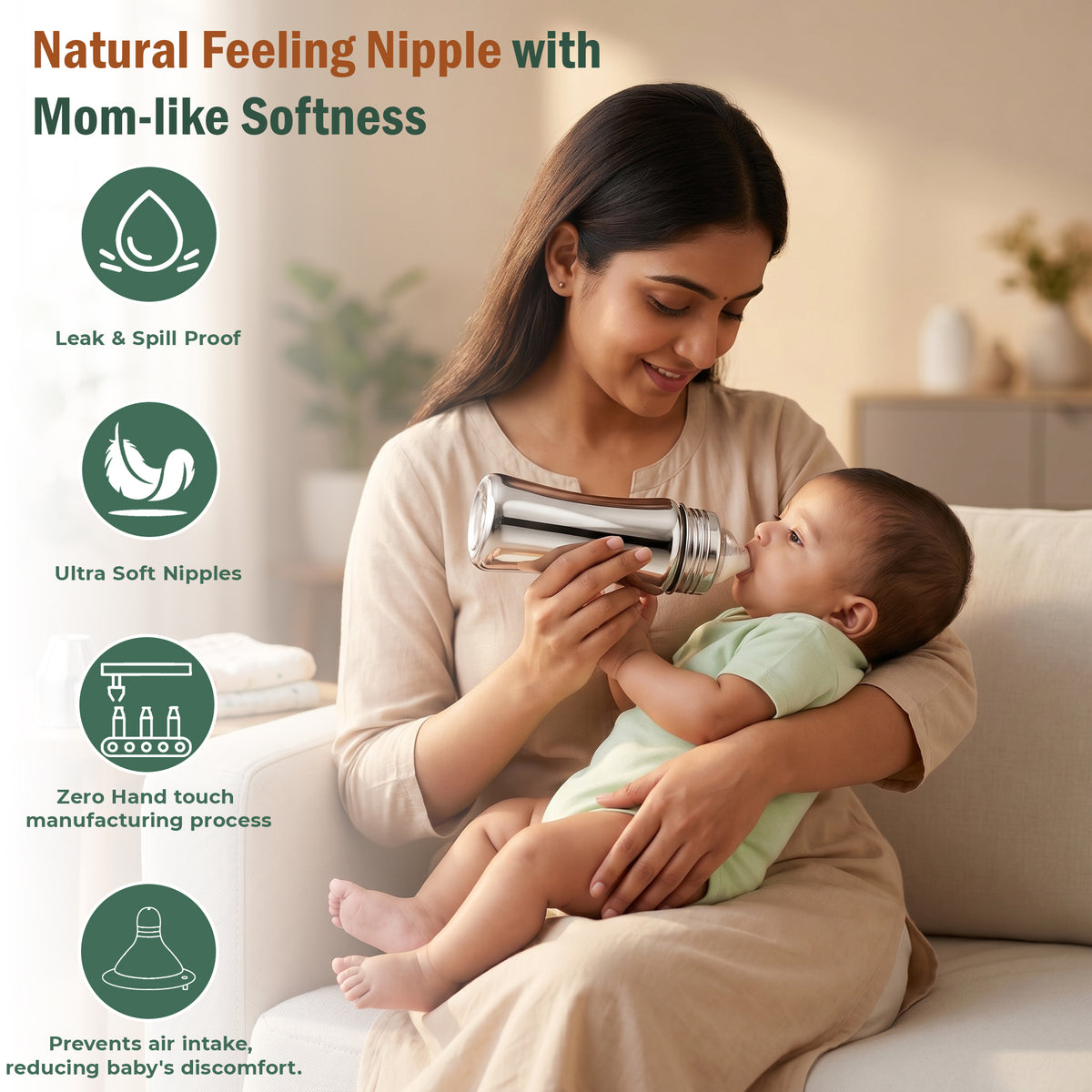 Baby Feeding Bottle 250ml Stainless Steel Anti-Colic – Parage