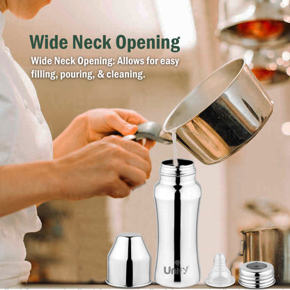 Stainless Steel Baby Feeding Bottle | 250ml, SUS 304, BPA-Free | Newborn, Anti-Colic