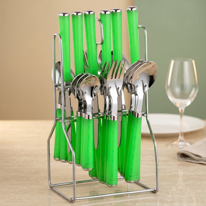 Cutlery Set | 25 pcs | Stainless Steel | Green | Zolta
