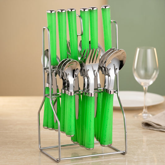 Cutlery Set | 25 pcs | Stainless Steel | Green | Zolta