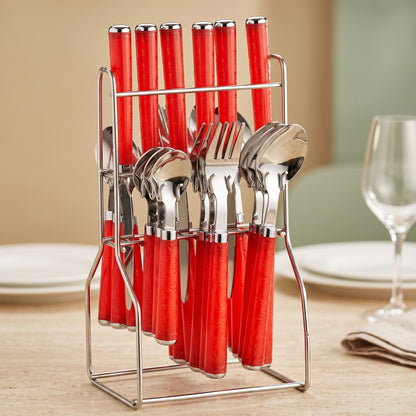 Cutlery Set | 25 pcs | Stainless Steel | Red | Zolta
