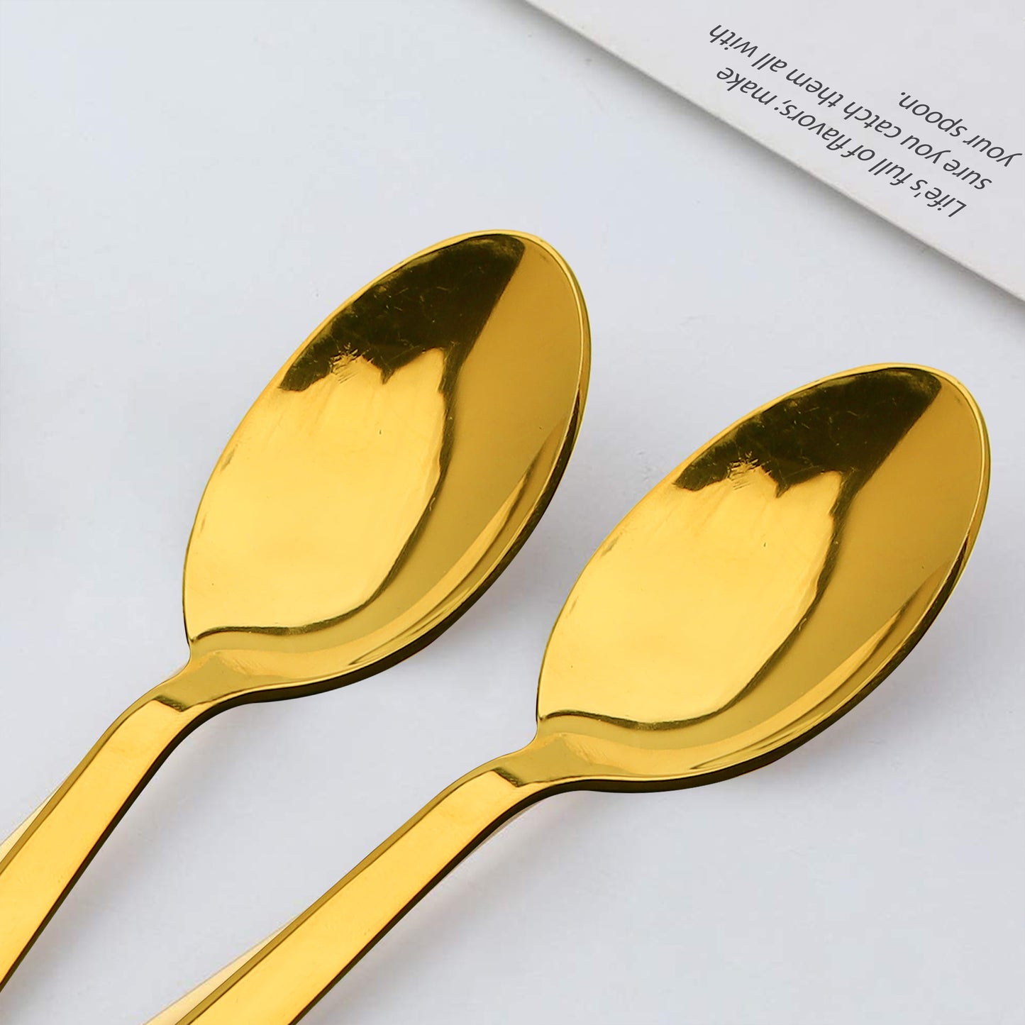 6-Piece Stainless Steel Gold Spoon Set | 16cm Premium Dinner Spoons, Luxury Tableware & Housewarming Gift