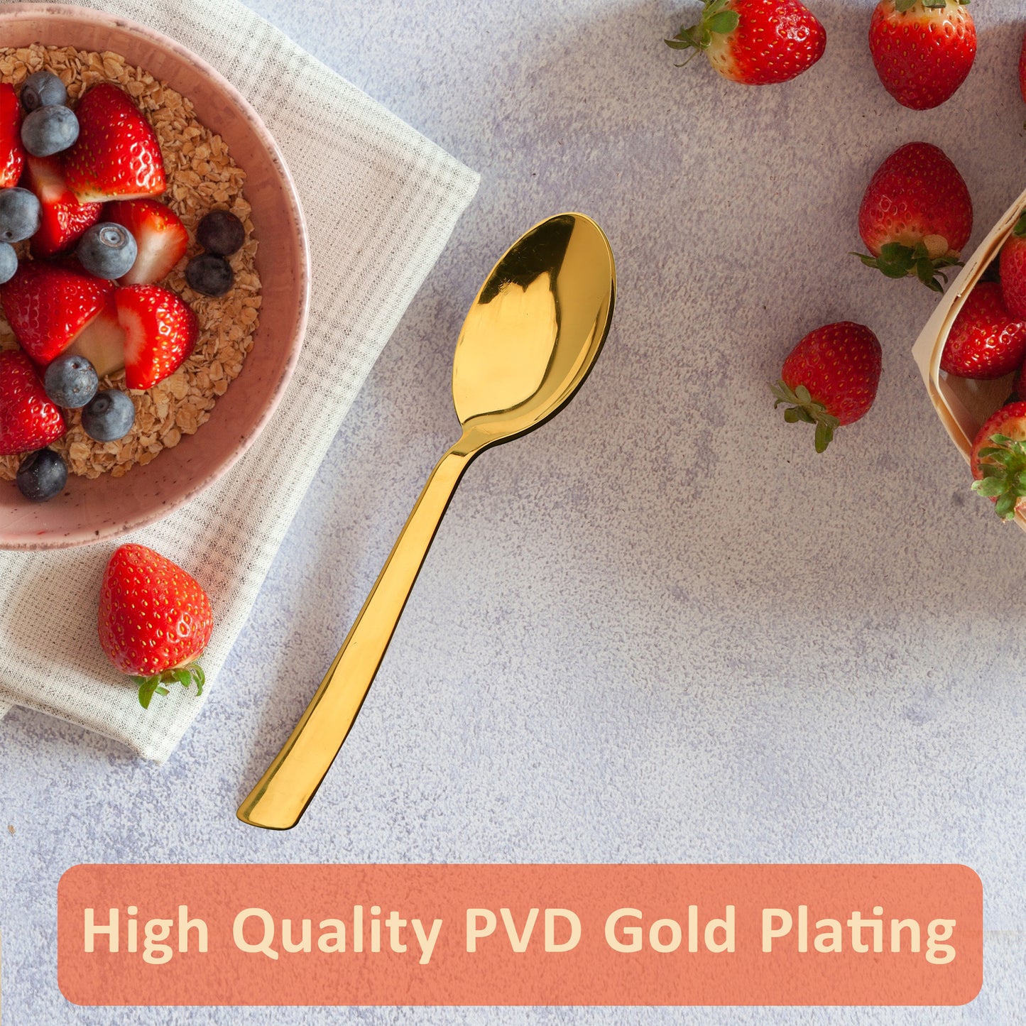 6-Piece Stainless Steel Gold Spoon Set | 16cm Premium Dinner Spoons, Luxury Tableware & Housewarming Gift