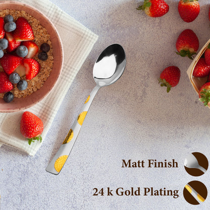6-Piece Stainless Steel Dinner Spoon Set | 15.5cm Premium Spoons, Luxury Tableware & Gift (Silver), Moonpress Design