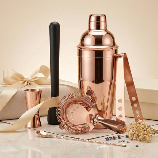 Bar & Cocktail Accessories | 30/60ml, 6 piece | Stainless Steel | Rose Gold | Bartender Kit