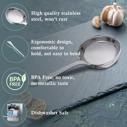 Stainless Steel Dosa Ladle | 20.5cm Heavy Gauge Flat Base Spatula & Spoodle Spoon for Cooking, Silver Finish
