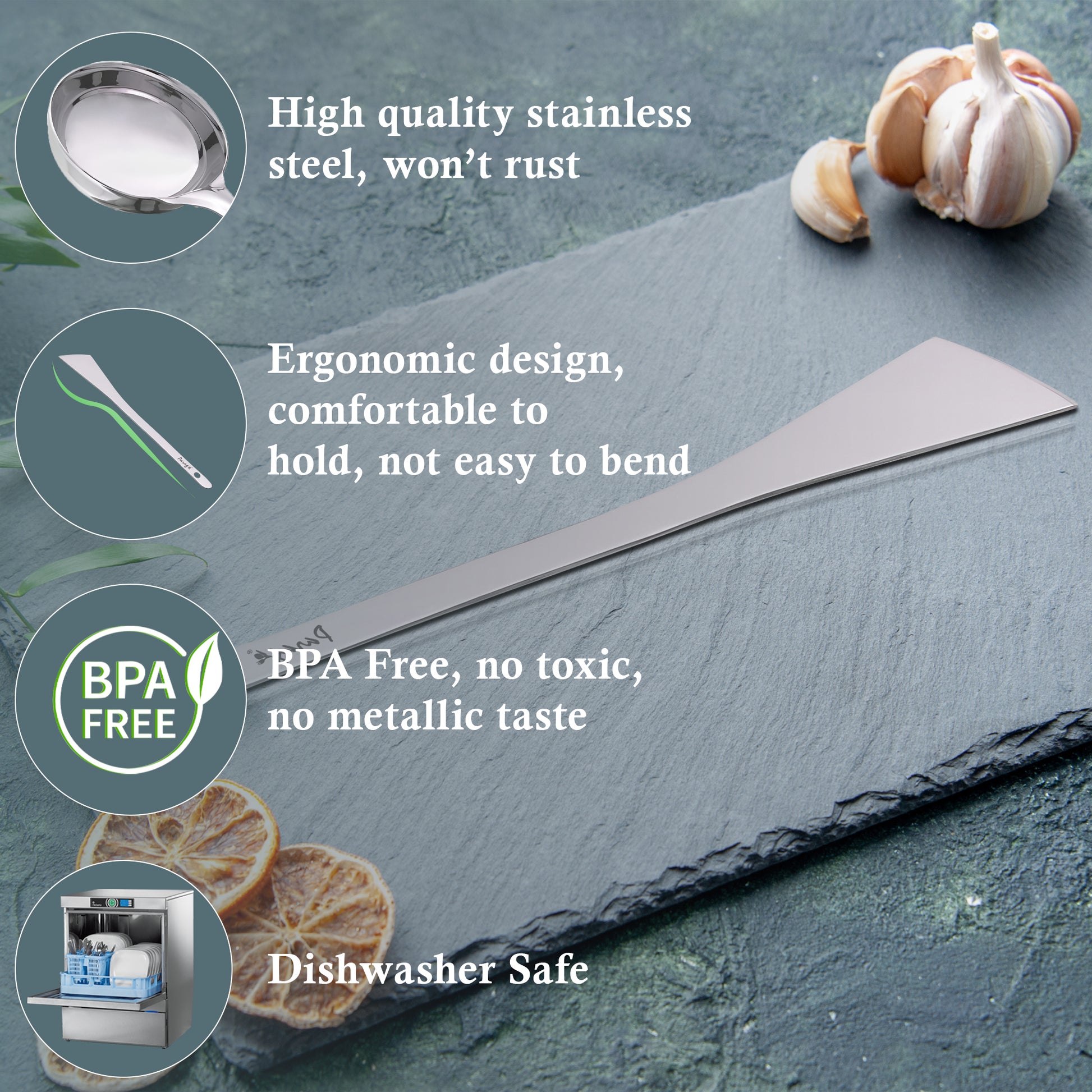 Stainless Steel Dosa Turner | 31.5cm Heavy Gauge Plain Spatula for Cooking Dosa, Chilla, Omelette, Silver Finish