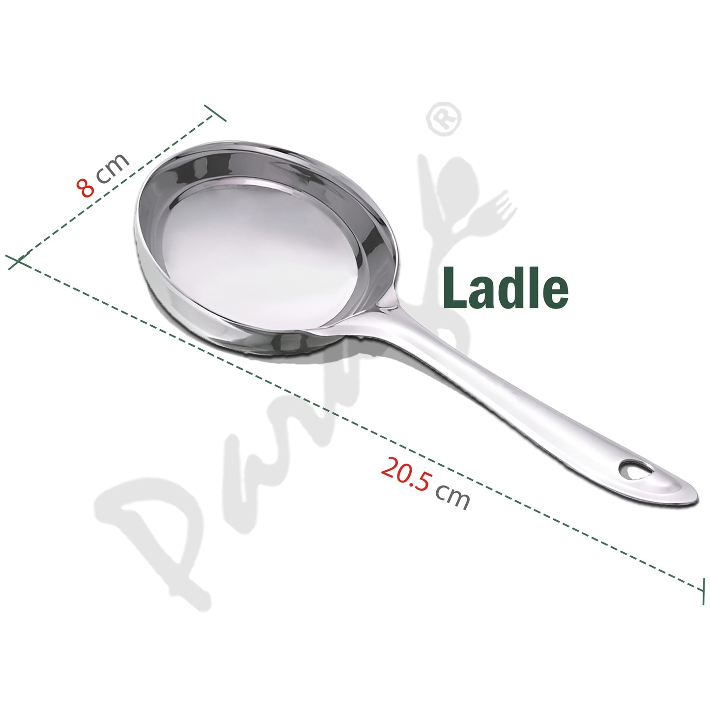 Stainless Steel Dosa Ladle | 20.5cm Heavy Gauge Flat Base Spatula & Spoodle Spoon for Cooking, Silver Finish