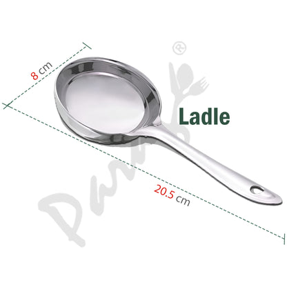 Stainless Steel Dosa Ladle | 20.5cm Heavy Gauge Flat Base Spatula & Spoodle Spoon for Cooking, Silver Finish