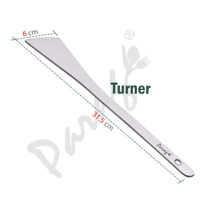 Stainless Steel Dosa Turner | 31.5cm Heavy Gauge Plain Spatula for Cooking Dosa, Chilla, Omelette, Silver Finish