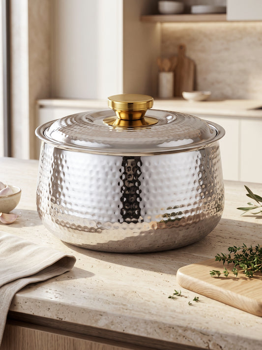 Insulated Casserole | 3000ml | Stainless Steel | Silver | Hammered Finish