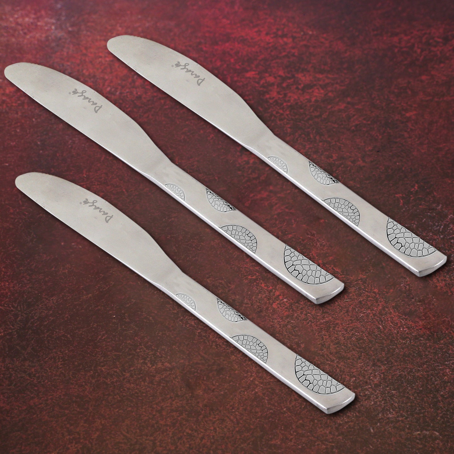 3-Piece Stainless Steel Premium Butter Knives | 3mm Thick, Moonpress Design, Luxury Tableware for Jam & Butter Spreading