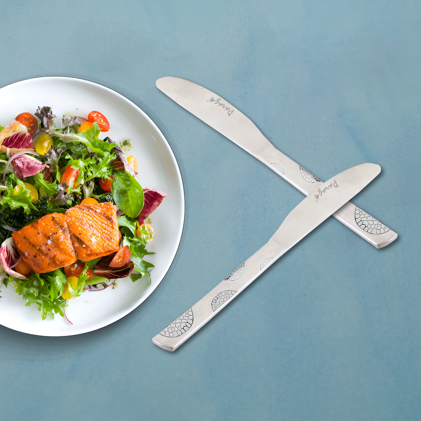 3-Piece Stainless Steel Premium Butter Knives | 3mm Thick, Moonpress Design, Luxury Tableware for Jam & Butter Spreading