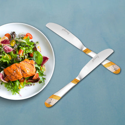 3-Piece Stainless Steel 24k Gold Butter Knife Set, Luxury Dining & Jam Spreader, Gift