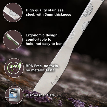 3-Piece Stainless Steel Premium Butter Knives | 3mm Thick, Moonpress Design, Luxury Tableware for Jam & Butter Spreading