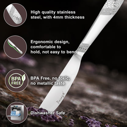 3 Pcs Stainless Steel Butter Knives - 4 mm Thick, Imperial Design, Premium Set