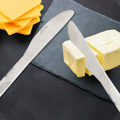 3-Piece Stainless Steel Premium Butter Knives | 3mm Thick, Moonpress Design, Luxury Tableware for Jam & Butter Spreading