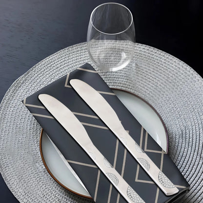 3-Piece Stainless Steel Premium Butter Knives | 3mm Thick, Moonpress Design, Luxury Tableware for Jam & Butter Spreading