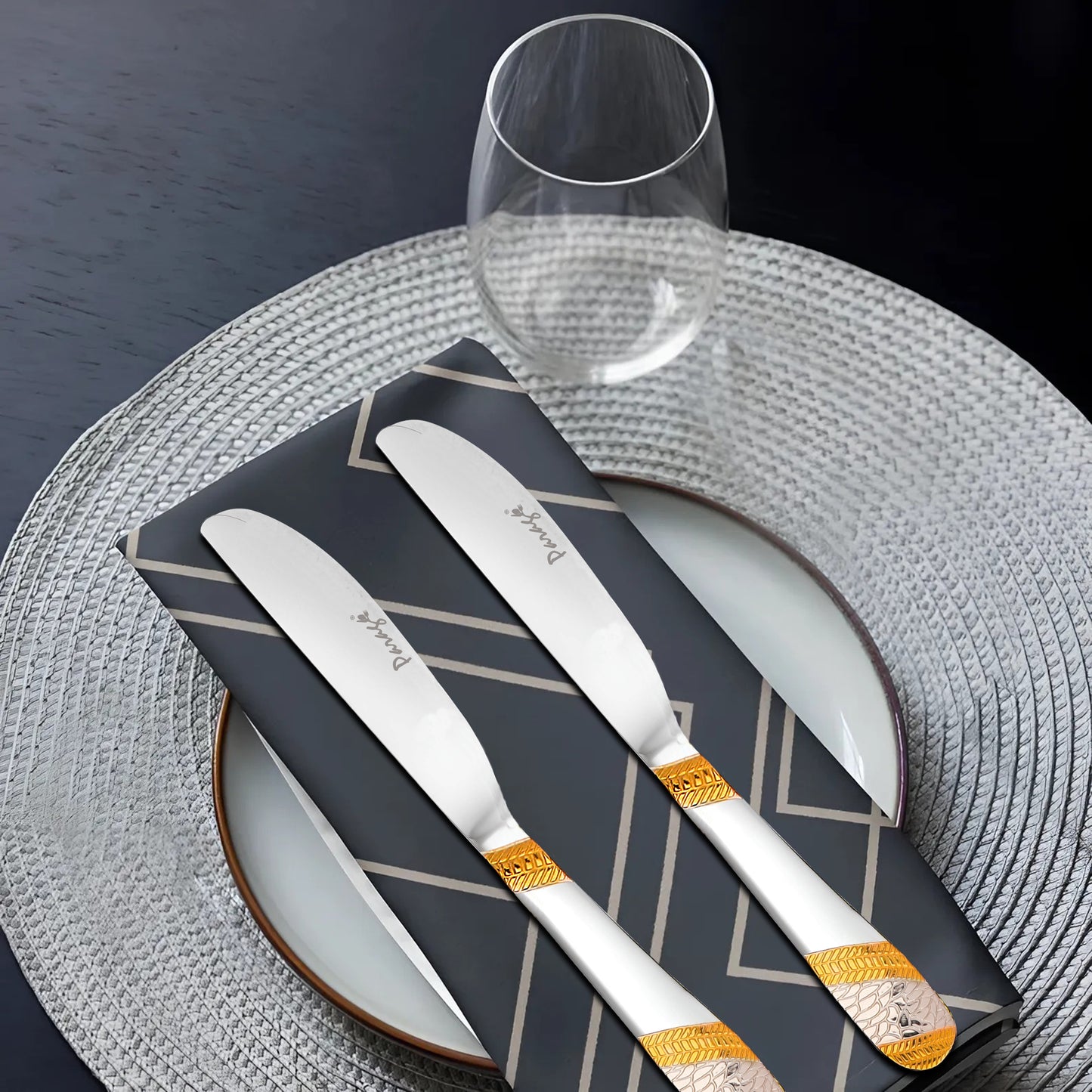 3-Piece Stainless Steel 24k Gold Butter Knife Set, Luxury Dining & Jam Spreader, Gift