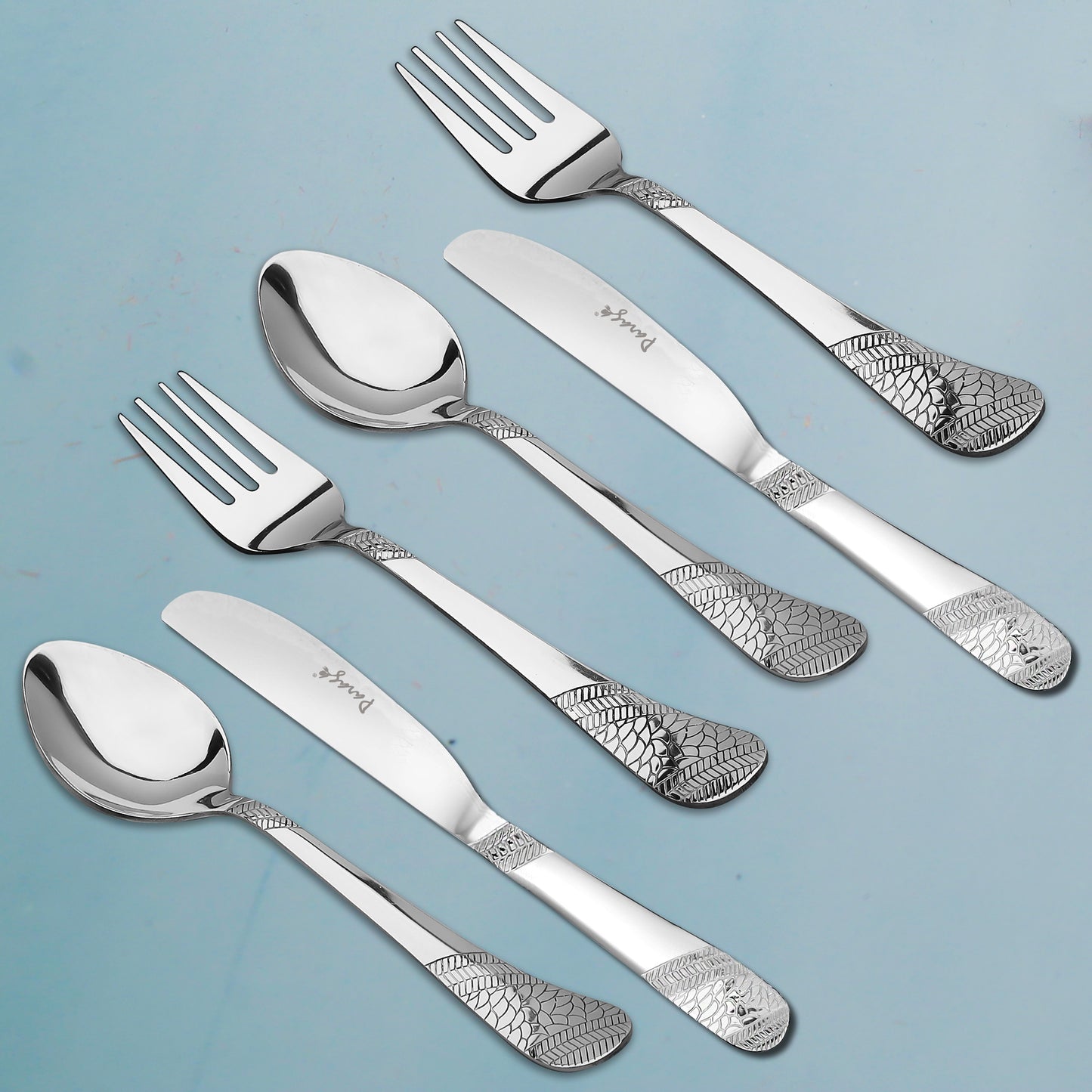 6pc Stainless Steel Knife Fork Spoon | 3mm Imperial | Silver