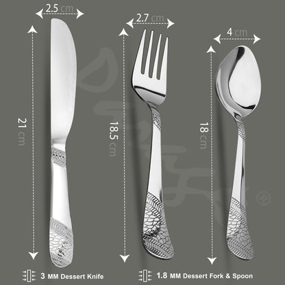 3pc Stainless Steel Knife Fork Spoon | 3mm Imperial | Silver