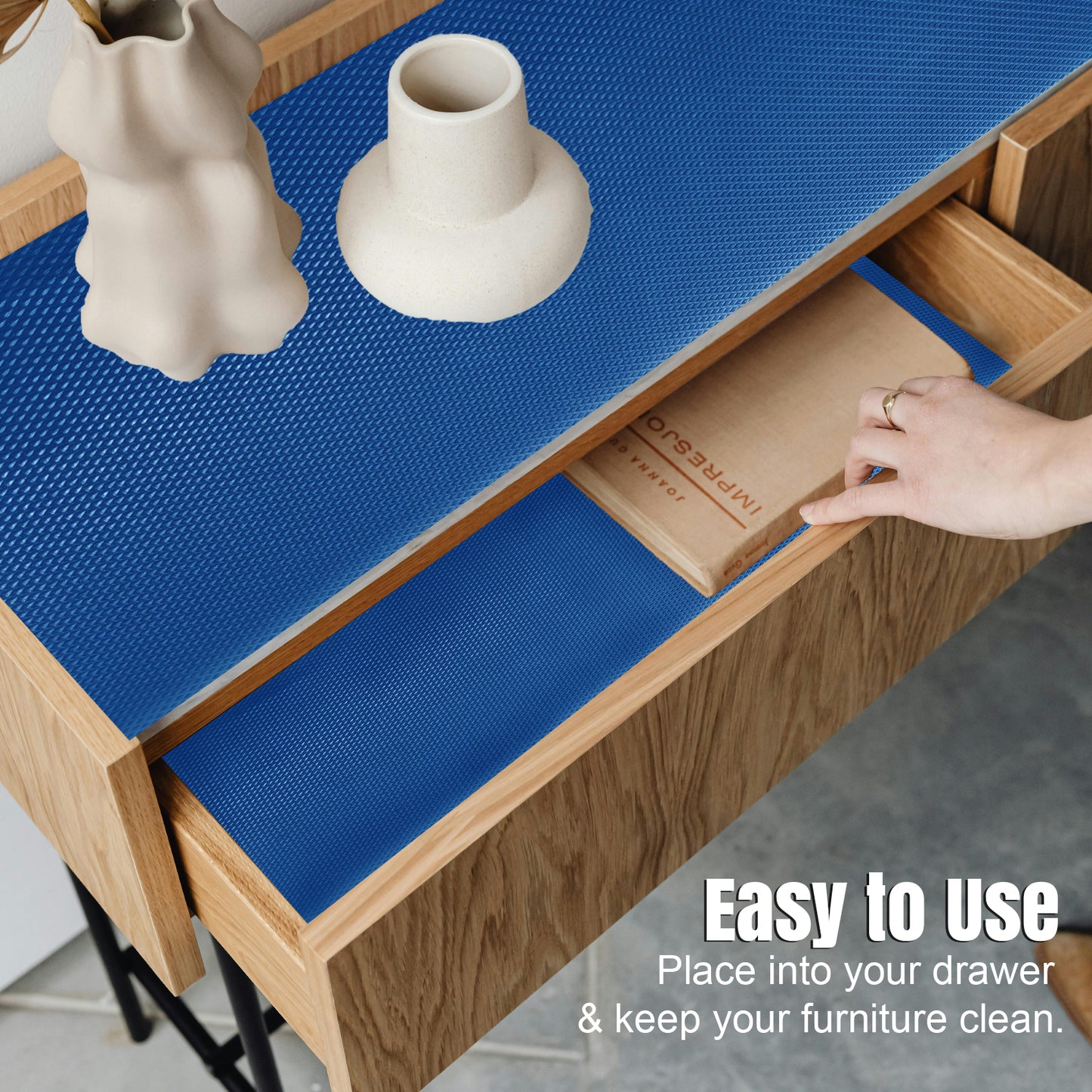 Blue EVA Anti-Slip Shelf Liner Roll - 45 cm x 3 m, Multipurpose Mats