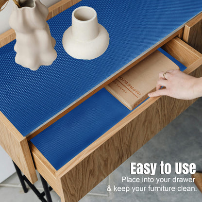 Metallic Blue EVA Anti-Slip Shelf Liner Roll | 45cm x 5m, Diamond Texture, Washable Multipurpose Mat for Kitchen Cabinets & Shelves