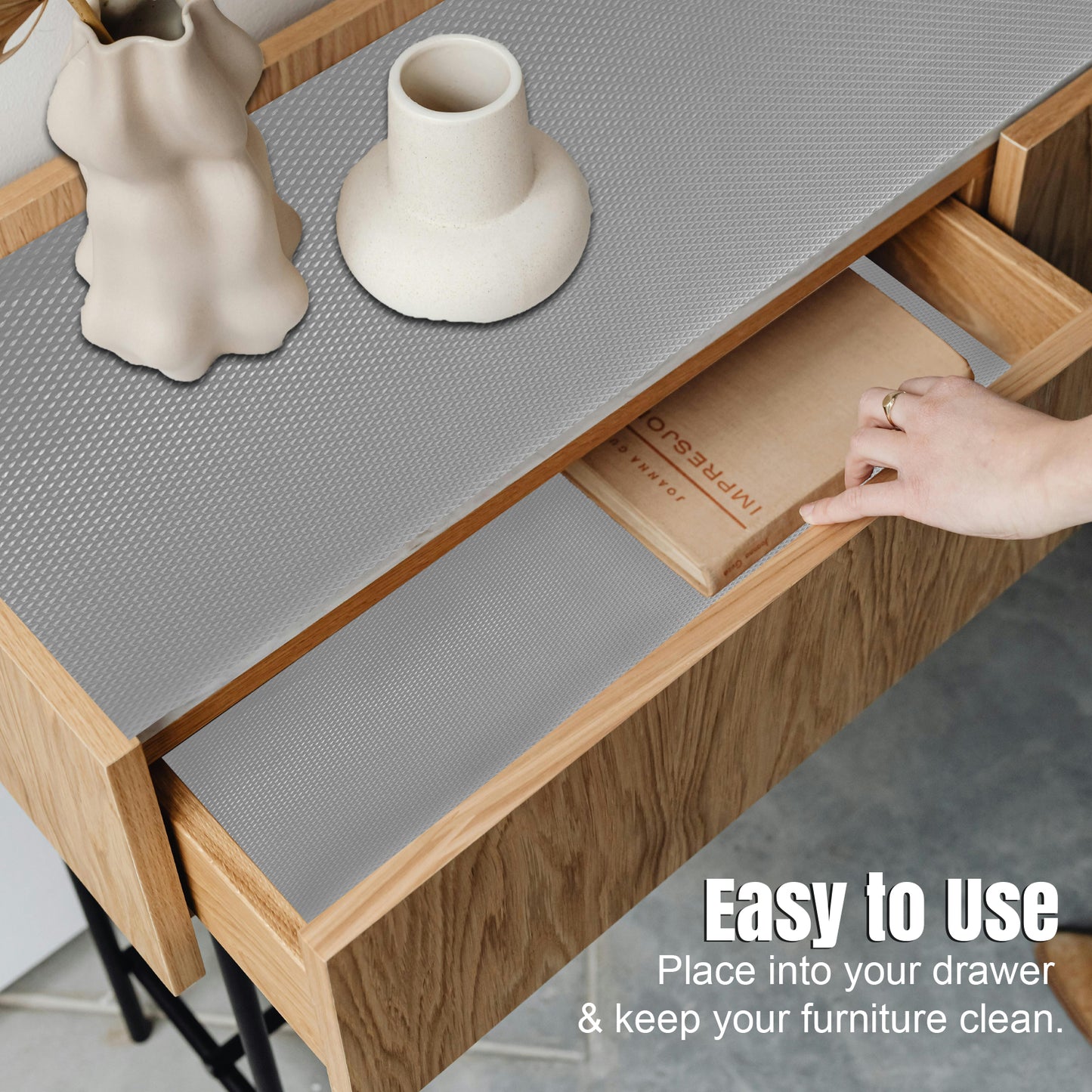 Metallic Grey EVA Anti-Slip Shelf Liner Roll - 45 cm x 5 m, Multipurpose Mats