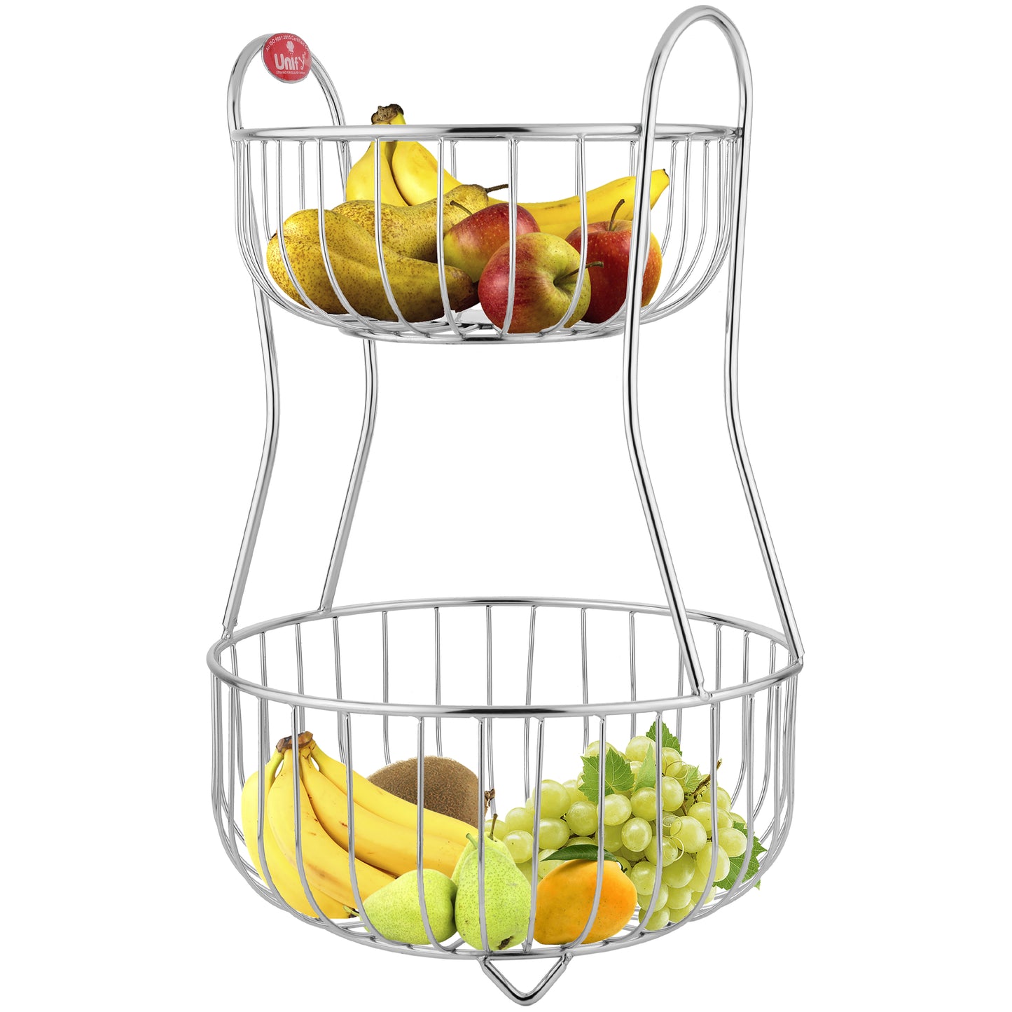 2-Tier Stainless Steel Fruit Basket - Round, 1 kg, Kitchen & Dining Table Stand