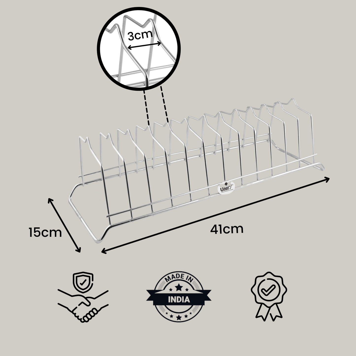 2 Pcs Stainless Steel Countertop Hanging Plate Rack | 12 Section Utensil Stand for Kitchen (Silver)