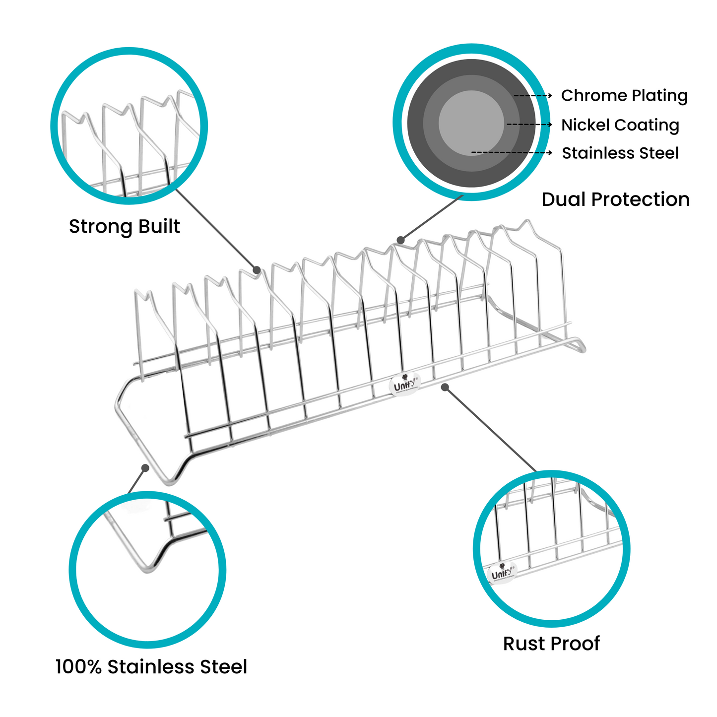 2 Pcs Stainless Steel Countertop Hanging Plate Rack | 12 Section Utensil Stand for Kitchen (Silver)