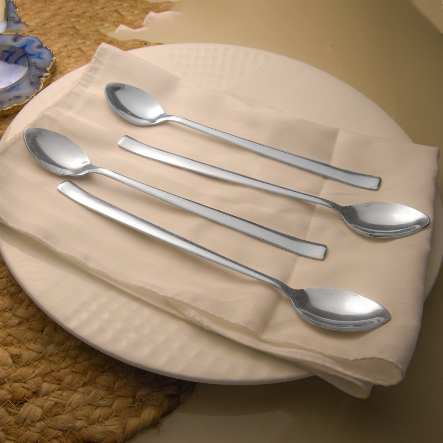 12 Pieces Stainless Steel Soda Spoons | Long Handle Ice Cream & Milkshake Spoon | 20.5 cm, Silver