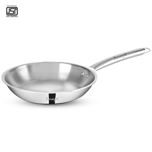 Tripure Triply Fry Pan | 24cm | Stainless Steel | Silver