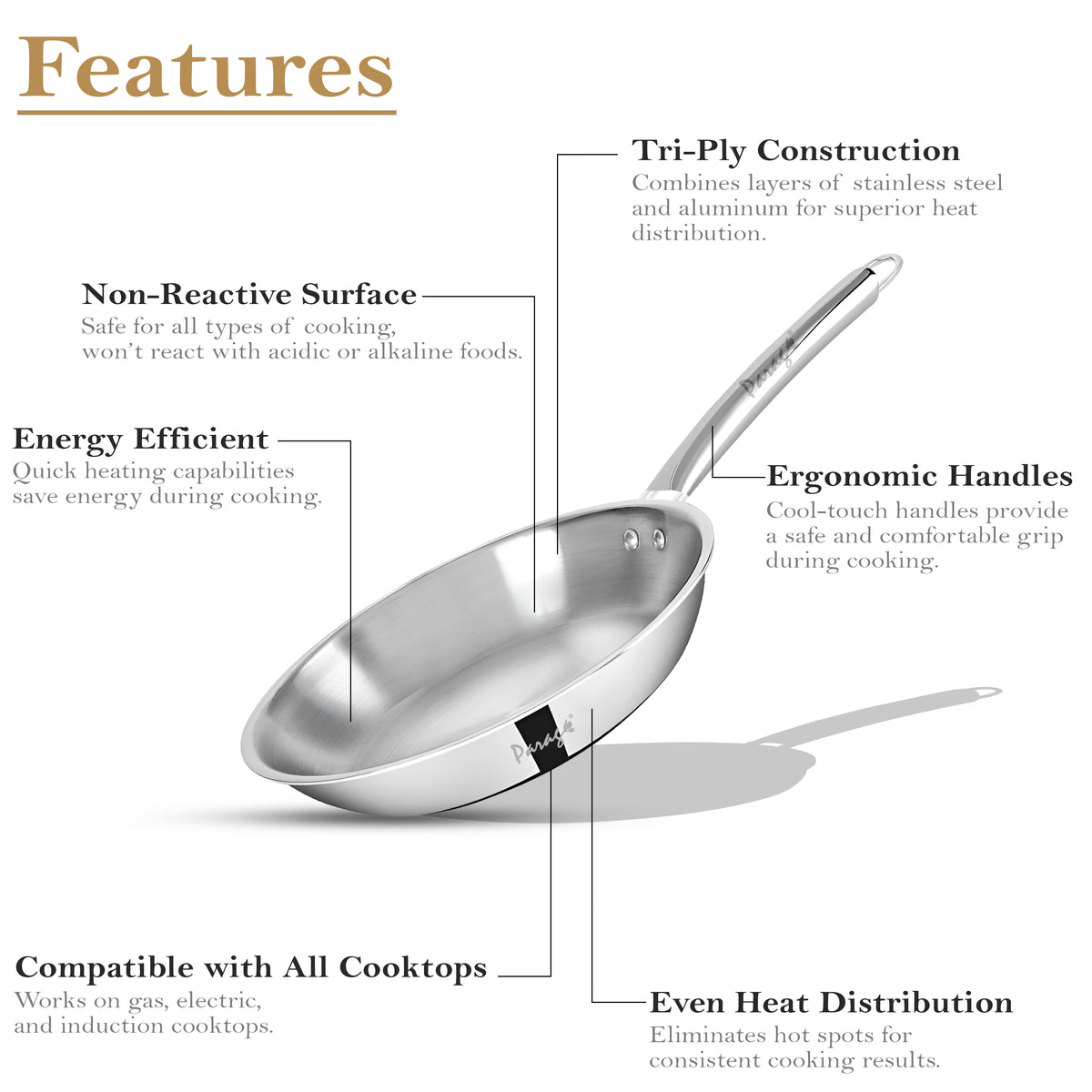 Tripure Triply Fry Pan 24cm Stainless Steel Silver – Parage