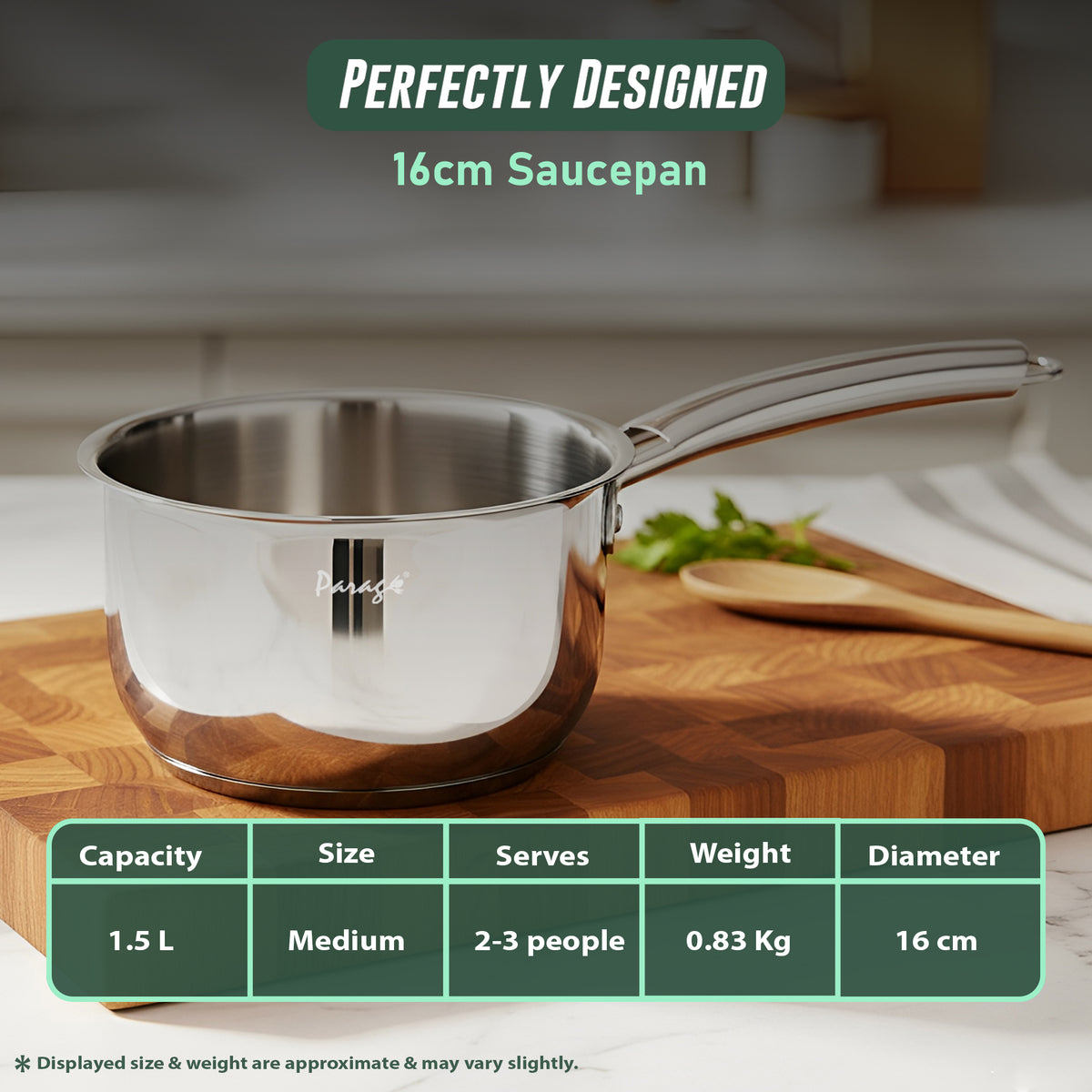 Saucepan 16cm, 1.75l Stainless Steel Silver Tri-Ply – Parage