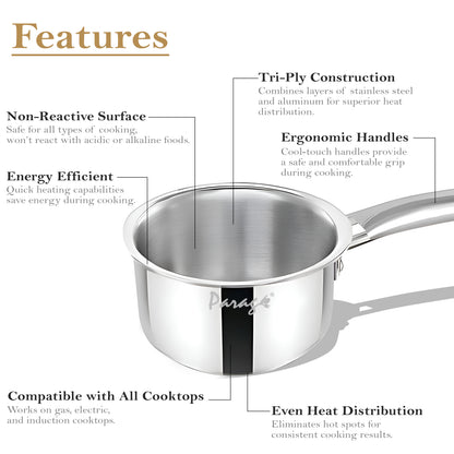 Saucepan 16cm, 1.75l Stainless Steel Silver Tri-Ply – Parage