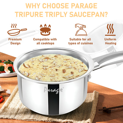 Saucepan 16cm, 1.75l Stainless Steel Silver Tri-Ply – Parage
